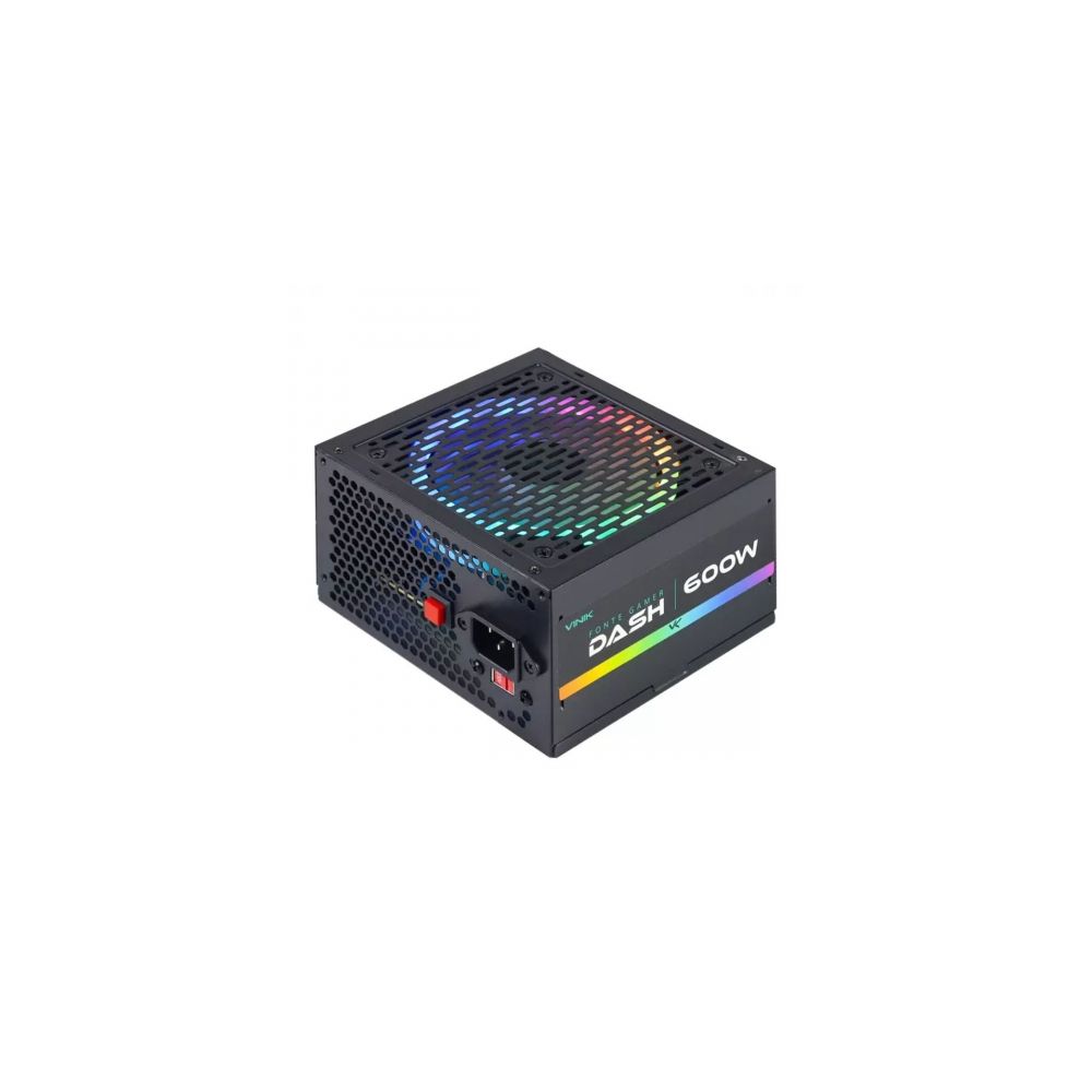 Fonte Gamer Dash 600W Preto com Fan Led RGB - Vinik