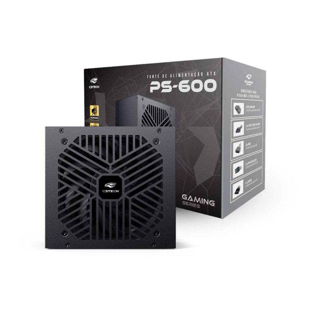 Fonte ATX 600W PS-600BK - C3Tech