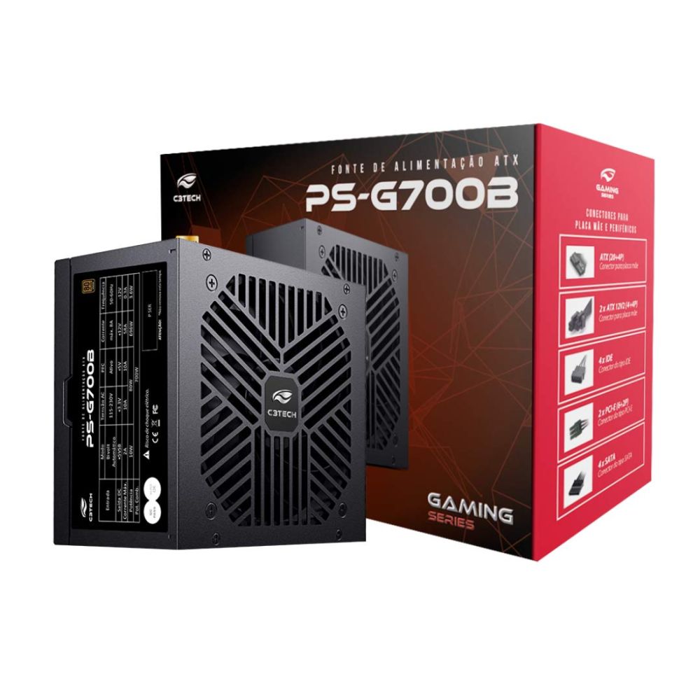 Fonte ATX 700W PS-G700B 80+ Bronze Gaming - C3Tech