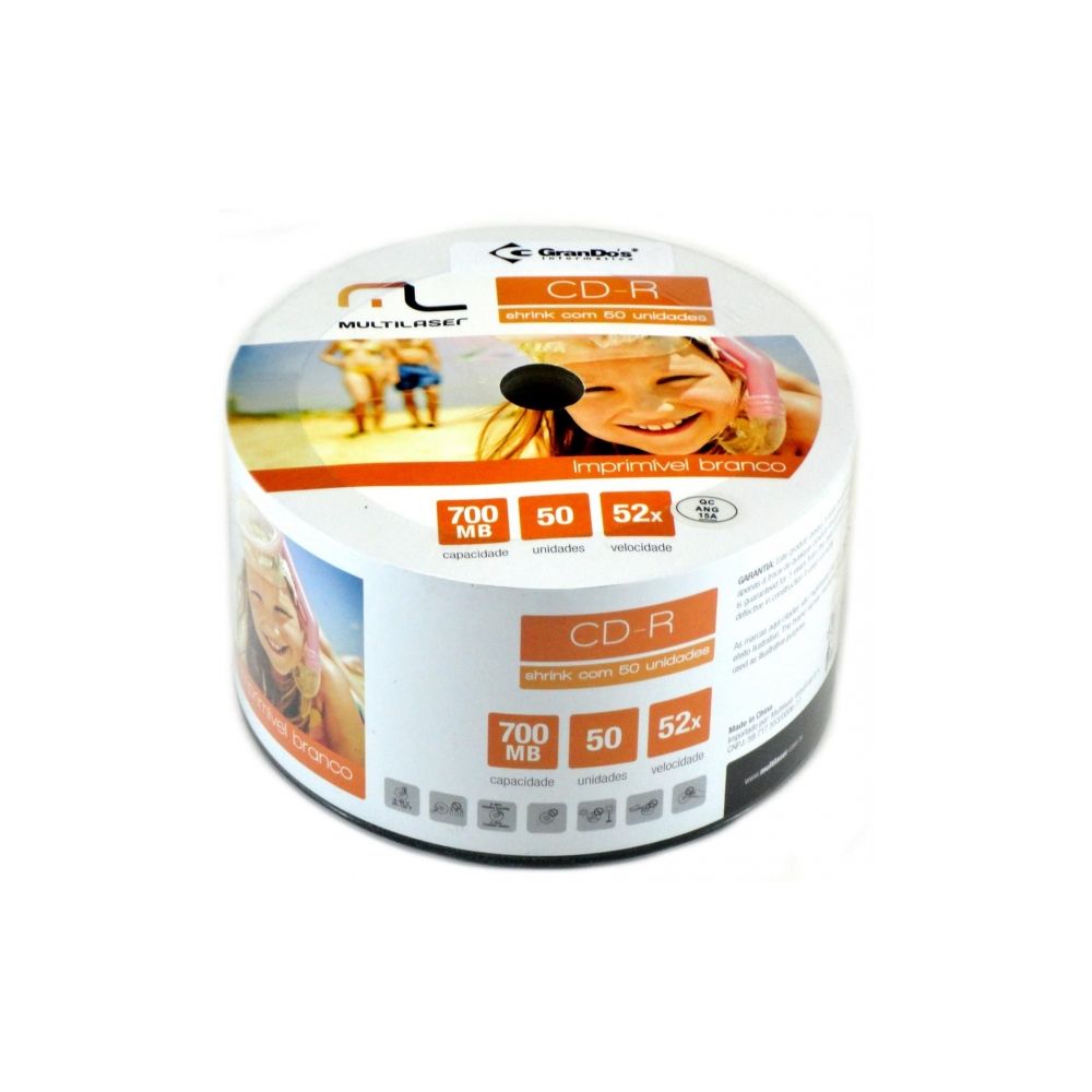 CD-R Printable 80min 700MB 52x 50Un CD052 - Multilaser