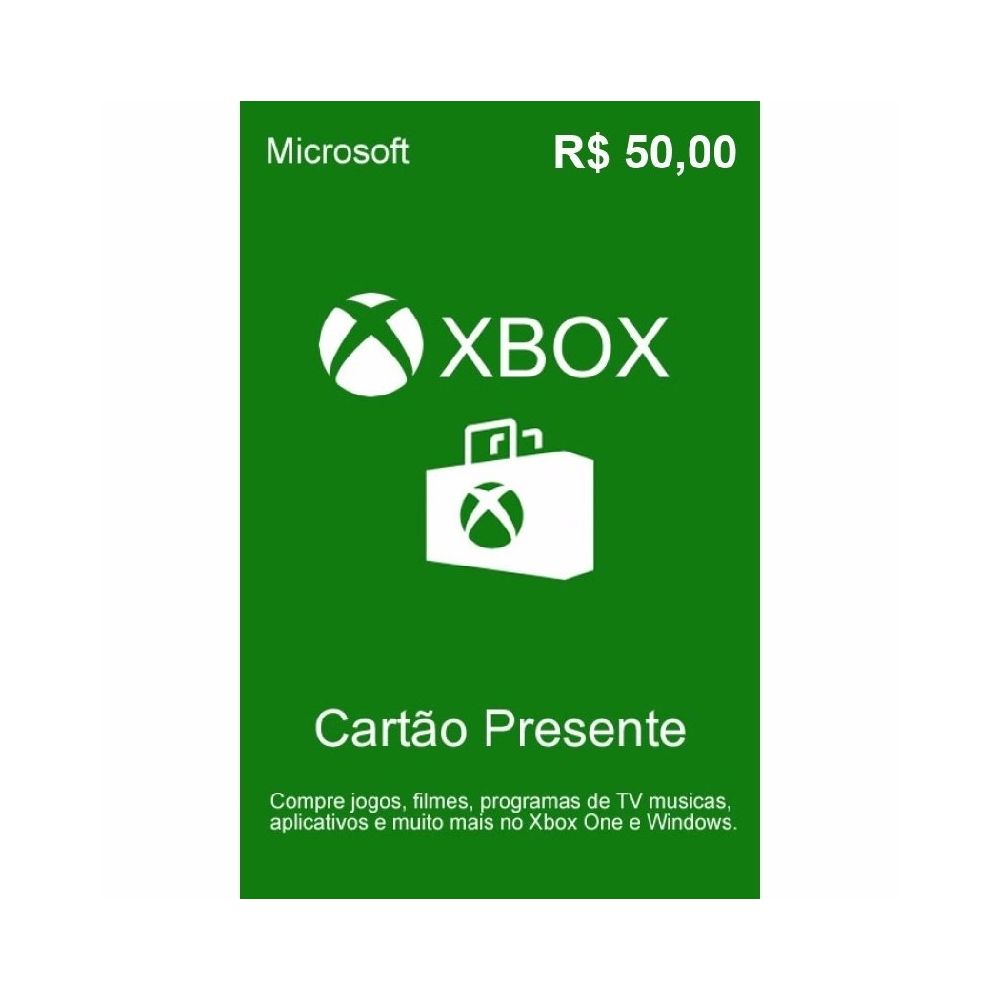 Card Live Cartão Presente Xbox Live R$50 - Microsoft
