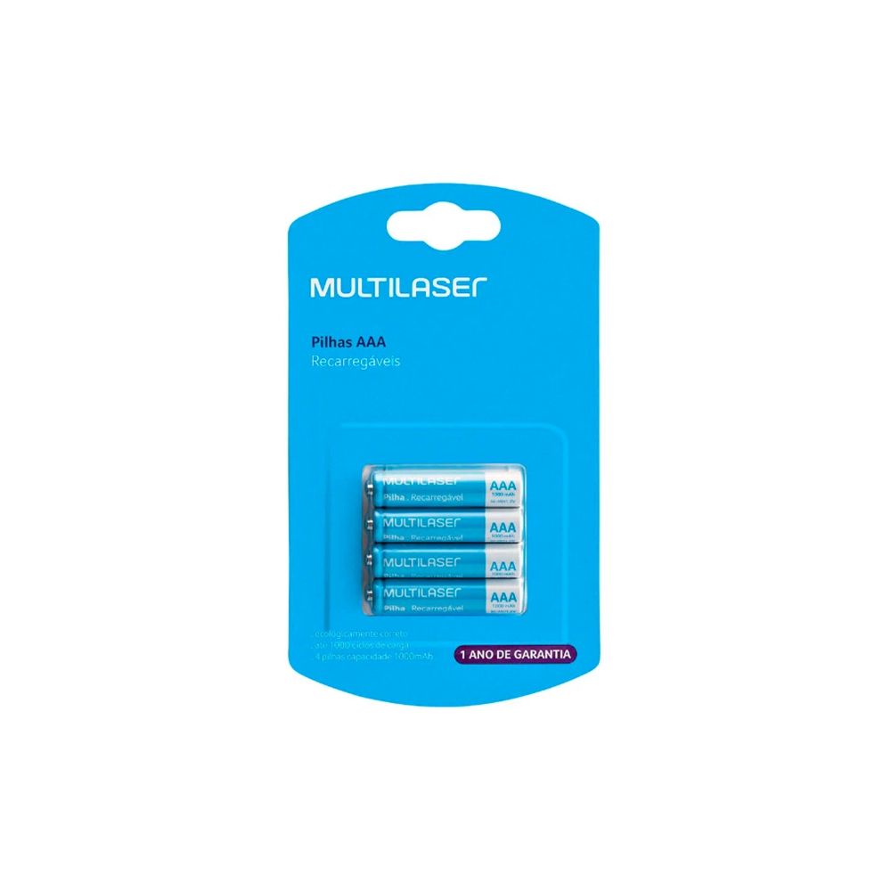 Pilhas Recarregáveis AAA 1000mah 4 Unidades - Multilaser