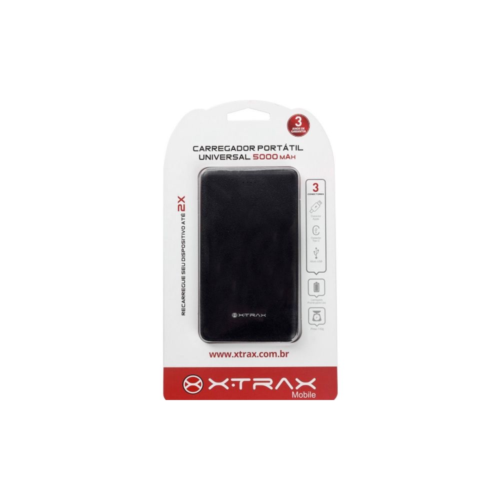 Carregador Portátil Universal 5.000mAh Preto - Xtrax 