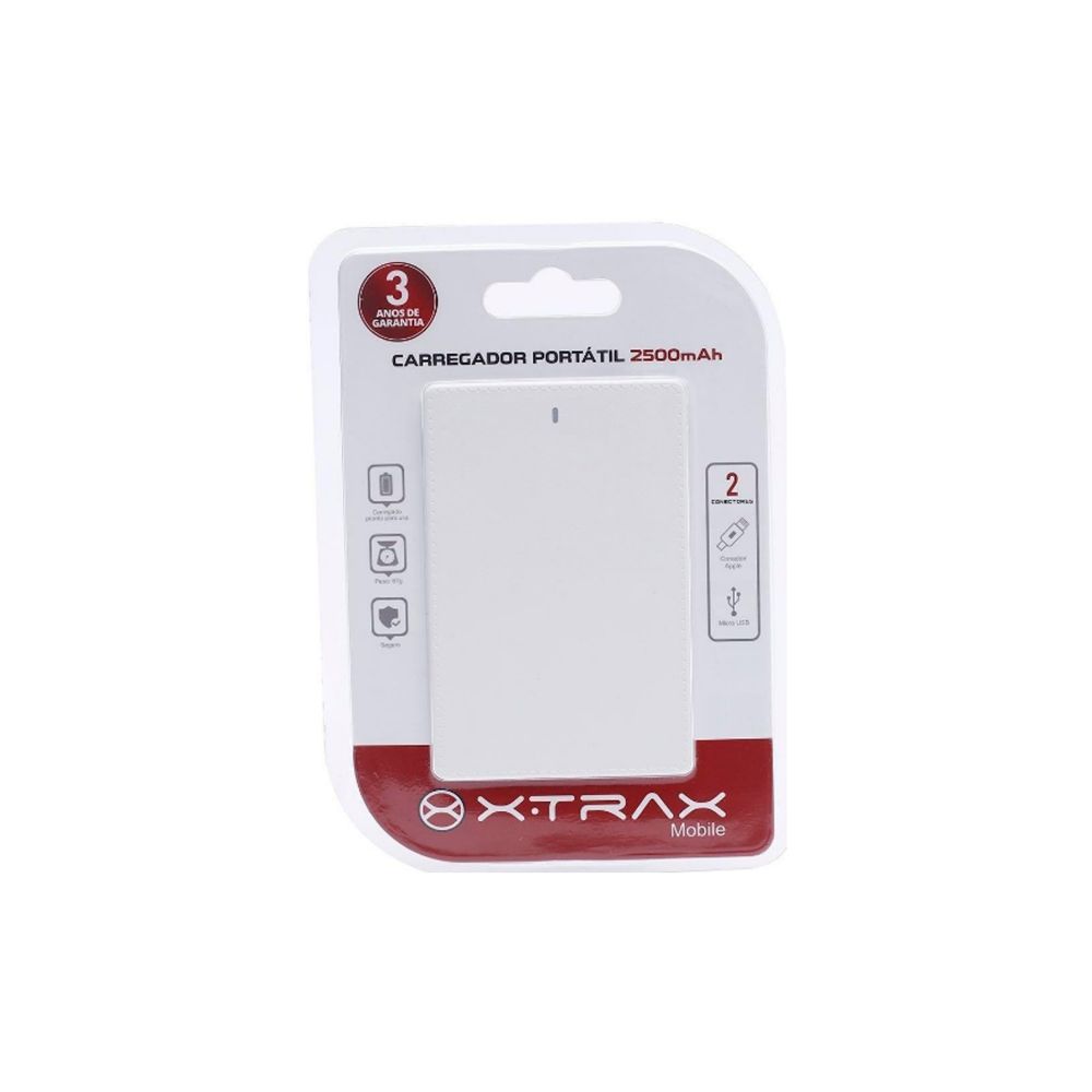 Carregador Portátil Universal 2.500mAh Branco - Xtrax