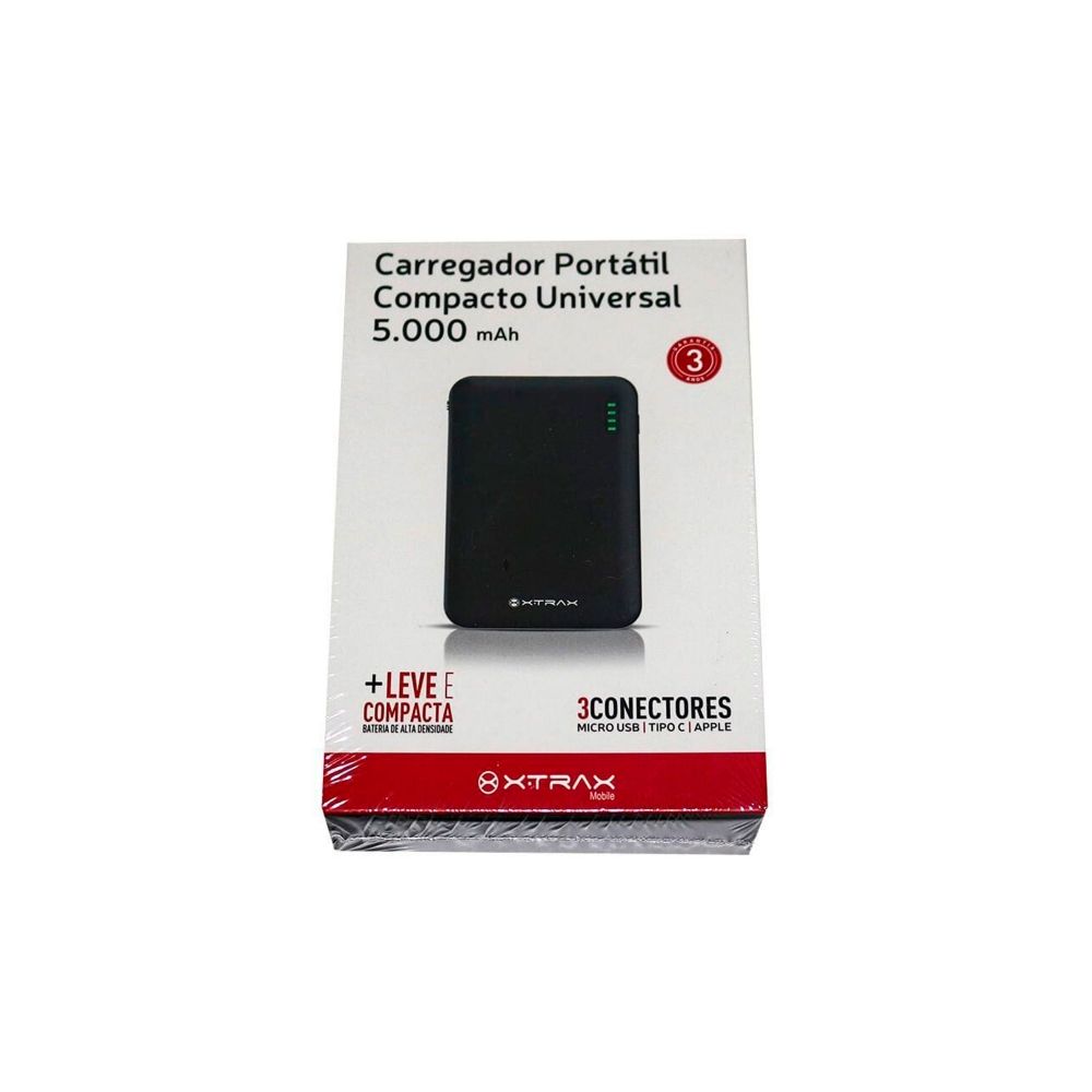 Carregador Portátil Universal 5.000 mAh Preto - Xtrax