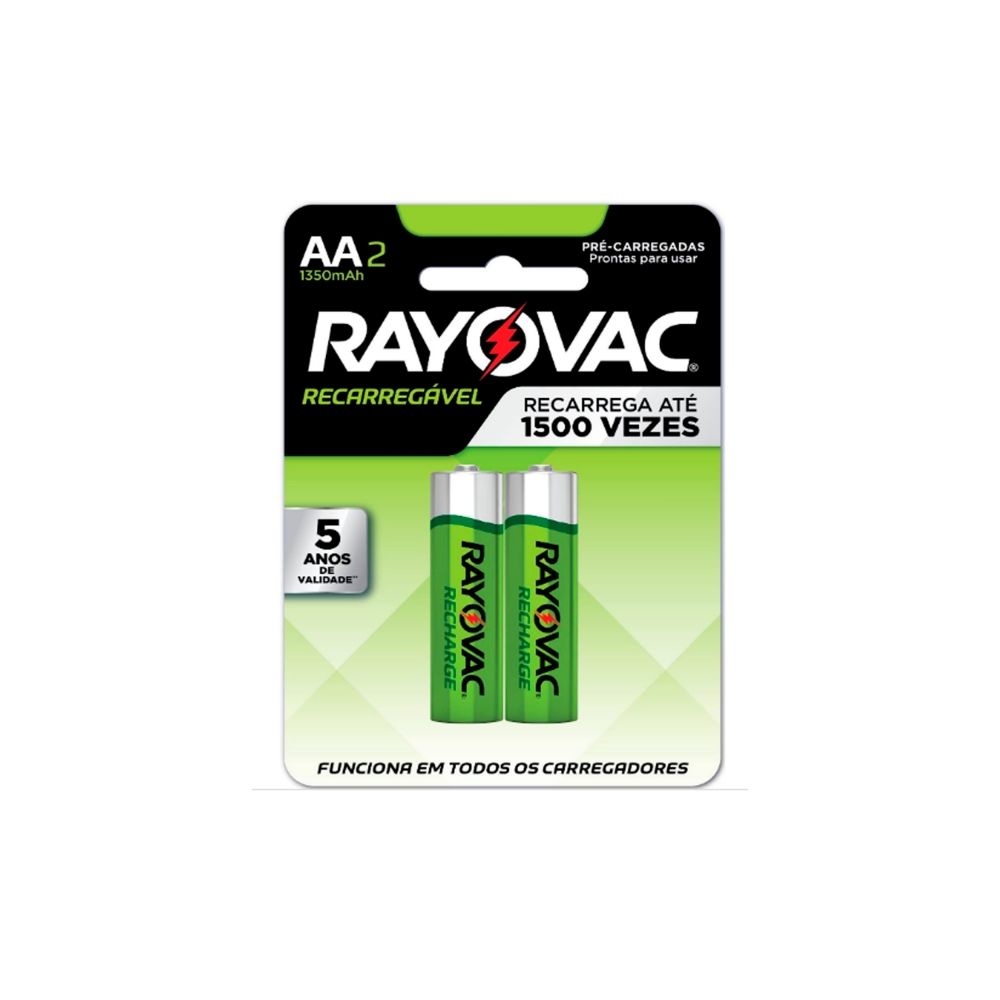 Pilha Recarregável AA c/ 2 Unidades 1350mAh - Rayovac