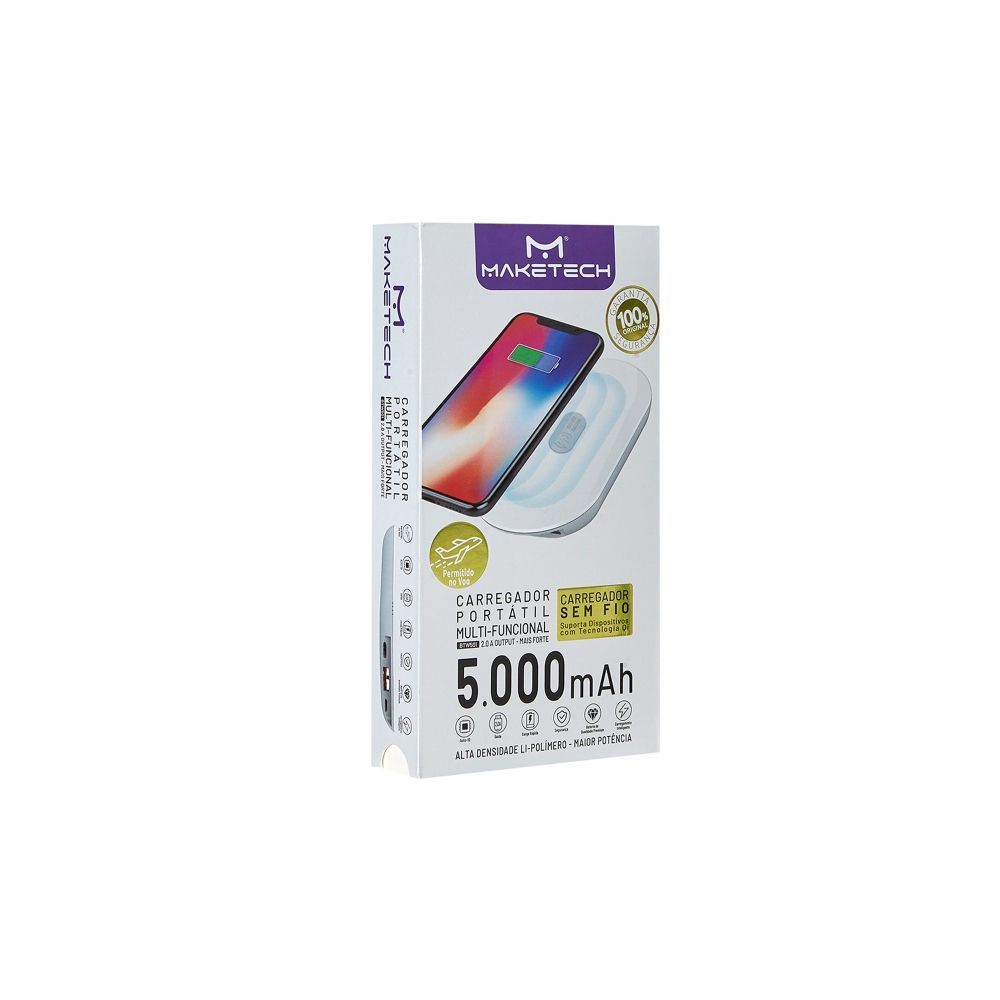 Carregador Portátil 5000mAh BTW501 Branco - Maketech