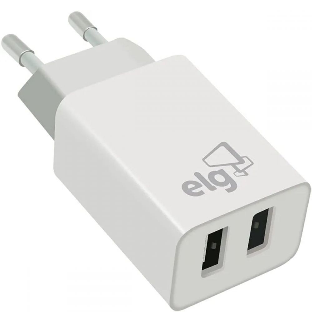 Carregador Com 2 Saídas USB Branco WC124A - ELG