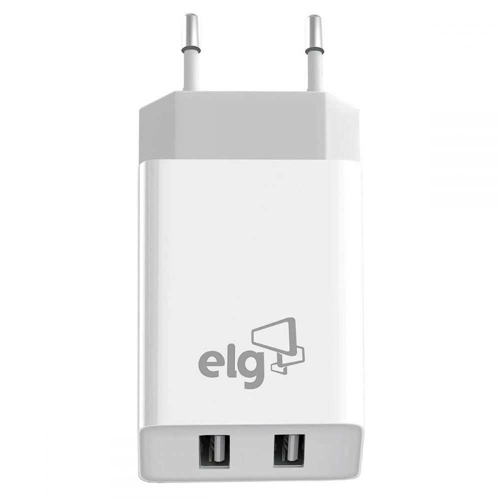 Carregador Com 2 Saídas USB Branco WC124A - ELG