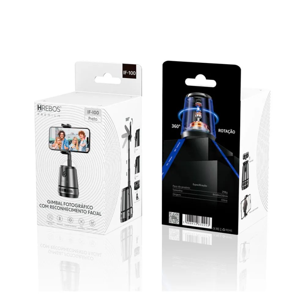 Base Carregador Premium 360° c/Reconhecimento Facial-Hrebos