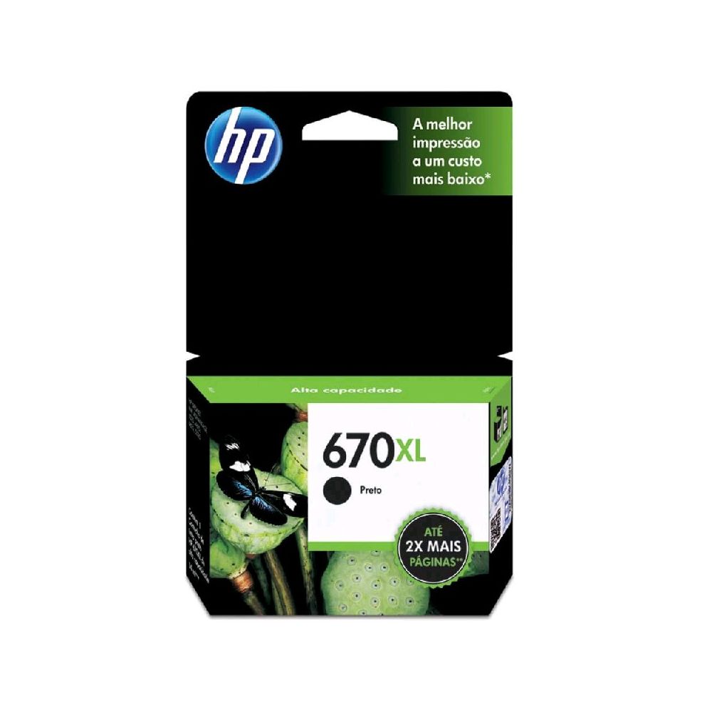 Cartucho de Tinta CZ117AB 670XL Preto 14ml - HP