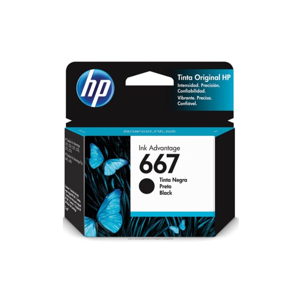 Cartucho de Tinta 667 Preto 2ml Original 3YM79AL - HP