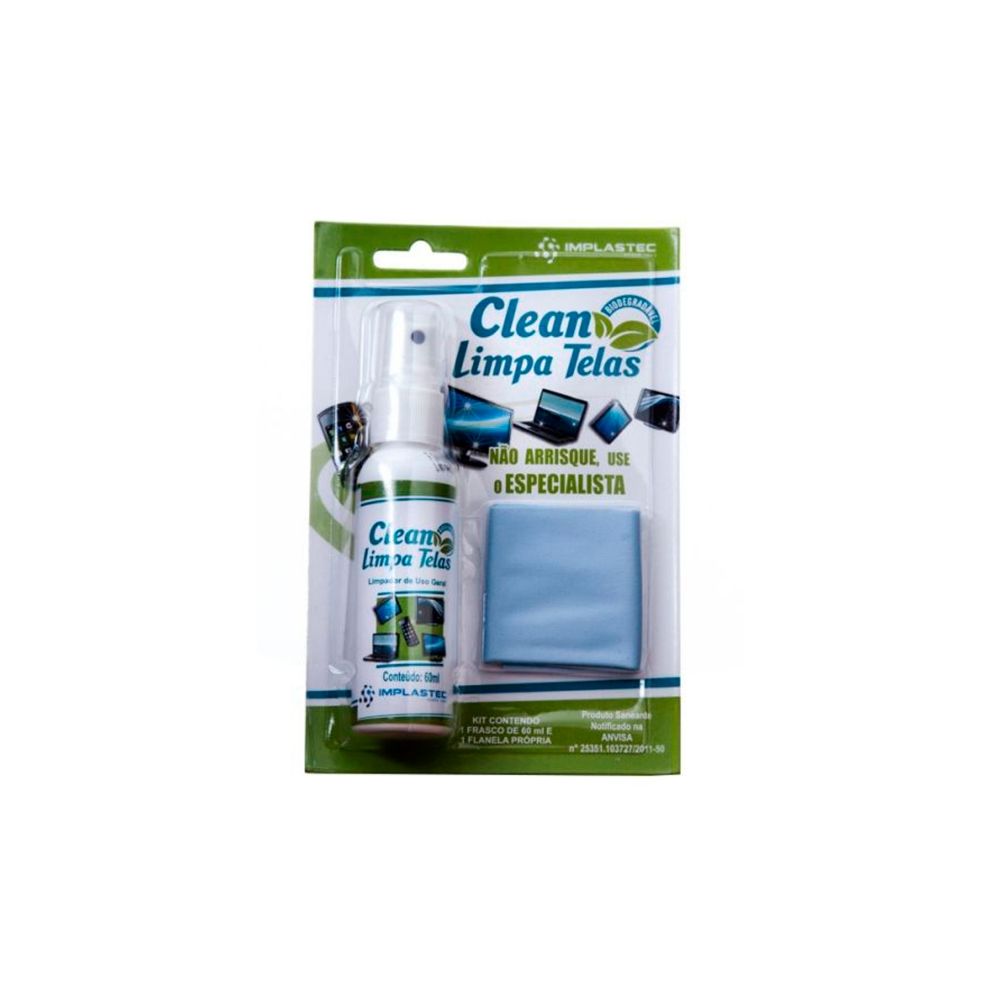 Clean Limpa Telas 60ml com Flanela - Implastec