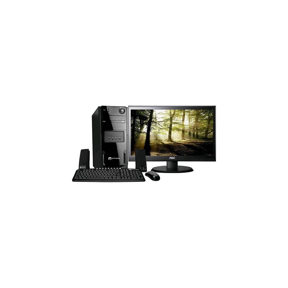 Computador Space BR com Intel Dual Core 4GB 1TB Linux + Monitor LED 19,5 Widescr