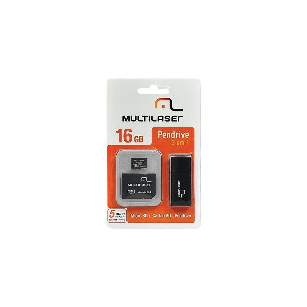 Pen Drive 16GB 3x1 Cartão De Memória MC112 - Multilaser