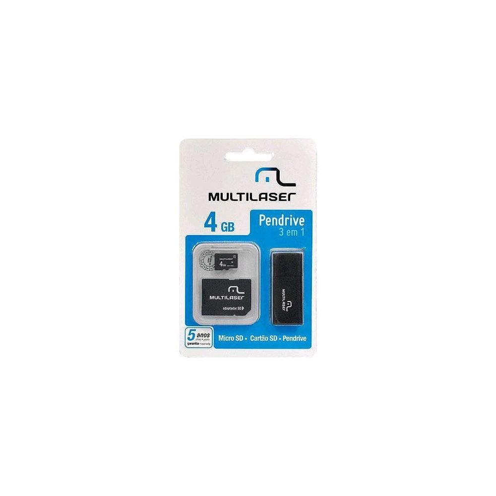 Memória Micro SD + Cartão SD + Pendrive 4GB Mod.MC102 - Multilaser