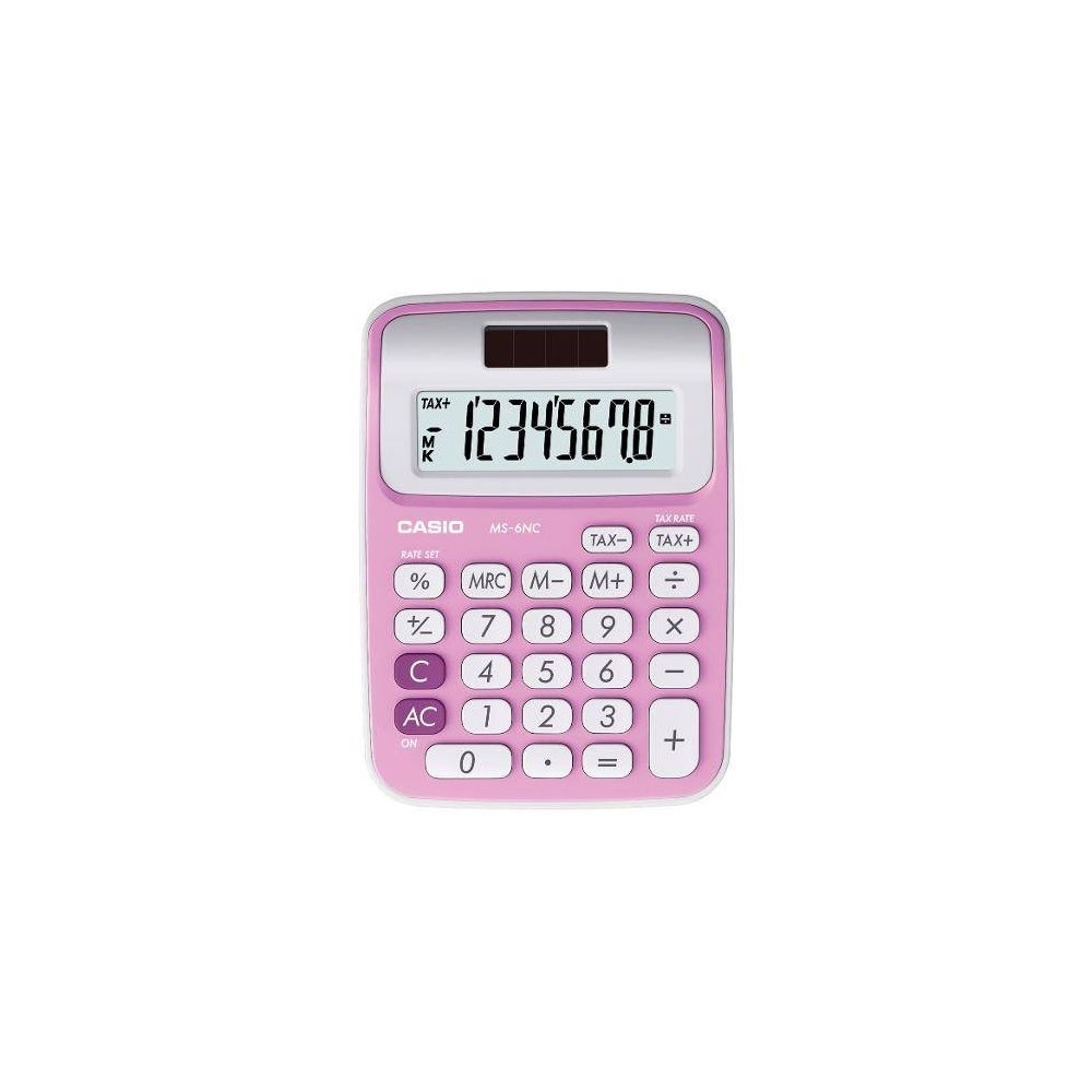 Mini Calculadora Casio MS-6NC-PK Visor 8 Dígitos Rosa