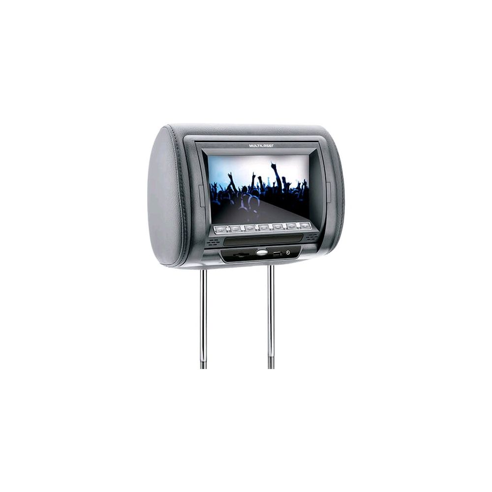 Descanso de Cabeça Multilaser com Tela e DVD Acoplado - Cinza