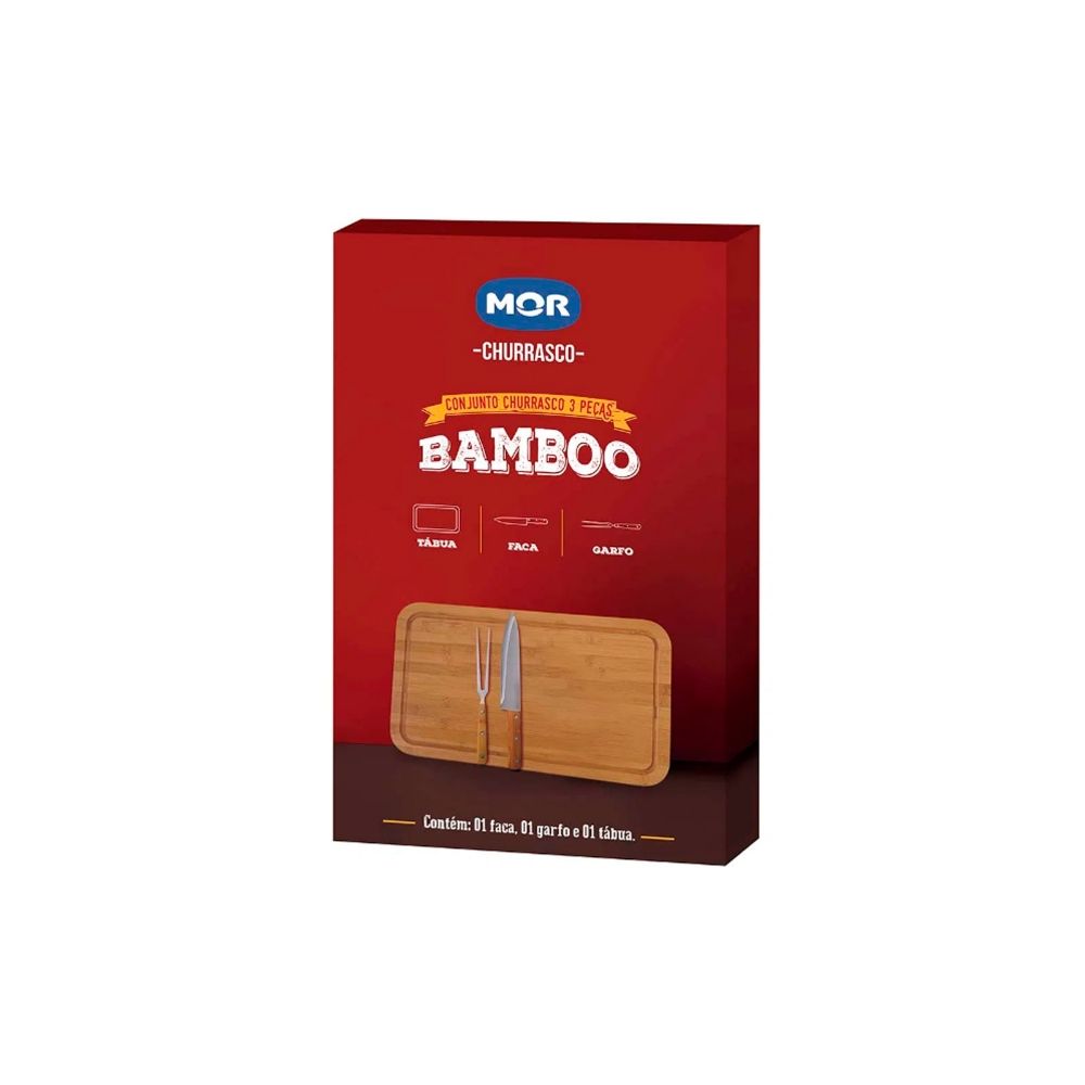 Conjunto Churrasco Bamboo Tábua Retangular 3359 - Mor