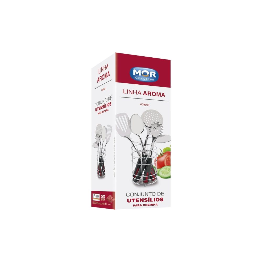 Conjunto Utensílios para Cozinha Inox Aroma 6 Peças MOR