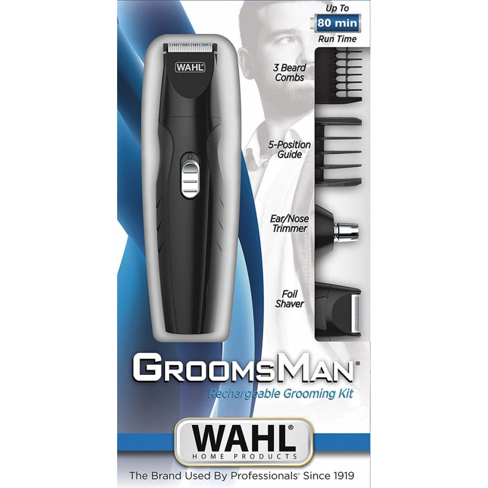 Kit Aparador de Pelos Recarregável GroosMan Preto - Wahl 