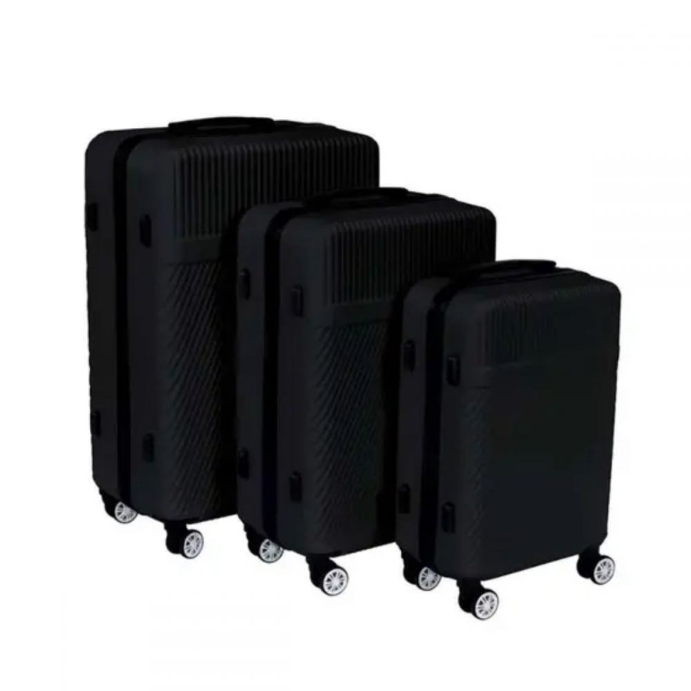 Kit Mala de Viagem 3 Peças abs Preta - Mor