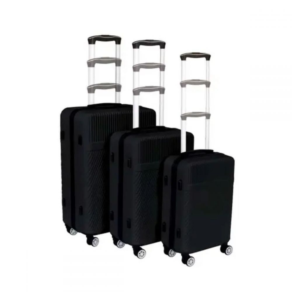 Kit Mala de Viagem 3 Peças abs Preta - Mor