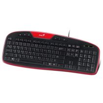 Teclado com Fio KB-M205 USB Multimidia Vermelho - Genius