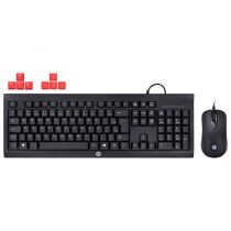 Kit Teclado + Mouse Gamer KM100 Preto, USB, 1600 DPI, ABNT - HP