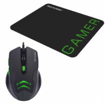 Mouse e Mouse Pad Preto e Verde MO273 - Multilaser