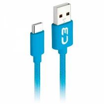 Cabo USB x USB-C 1M Nylon Azul CB-C11BLX - C3Plus 