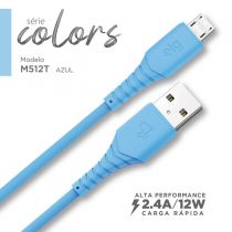 Cabo USB para micro USB 1,2M M512T Azul - Elg