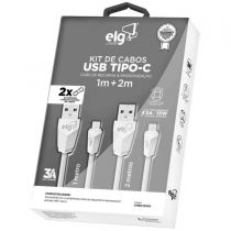 Kit 2 Em 1 Cabos Usb Tipo C CMBC12WH - ELG