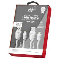 Kit Com 2 Cabos Usb Lightning 8 Pinos 1m e 2m CMB812WH - ELG