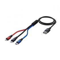 Cabo 3 em 1 USB para Micro USB Type-C e Lightning 31CBK 3A PR -  ELG