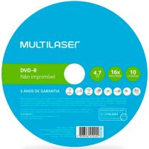 Mídia de DVD-R Vel. 16x DV038 10 Unidades  - Multilaser