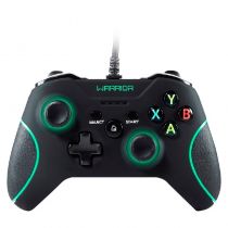 Controle Joystick Warrior PC/Xbox 360, Preto/Verde, JS079 - Multilaser 