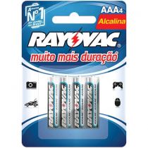 Pilha Alcalina AAA com 4 - Rayovac
