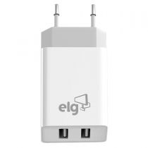 Carregador Com 2 Saídas USB Branco WC124A - ELG