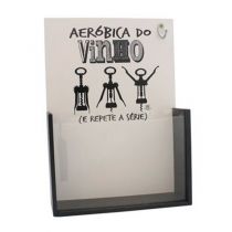 Quadro Porta Rolha Preto Aeróbica do Vinho 30X21,5X7,5