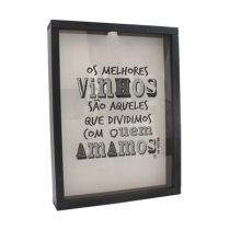 Quadro Porta Rolha Preto Os Melhores Vinhos 35X26,5X5 - Zenir