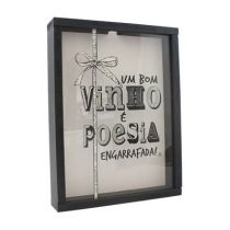 Quadro Porta Rolha Preto Um Bom Vinho 35X26,5X5 - Zenir