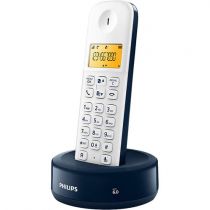 Telefone sem Fio Philips D130 com Identificador de Chamadas Branco e Azul  - Phi