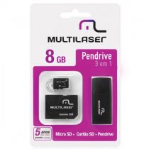 Cartão de Memória Micro SD 8GB Leitor USB MC058 - Multilaser 