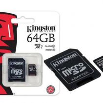 Cartão de Memória Micro SD 64GB Class 10 + Adaptador - Kingston 