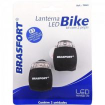 Kit Lanterna LED p/ Bike, Preto, 2 Peças - Brasfort 