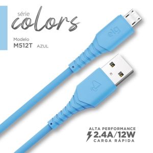 Cabo USB para micro USB 1,2M M512T Azul - Elg
