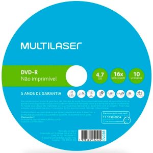 Mídia de DVD-R Vel. 16x DV038 10 Unidades  - Multilaser