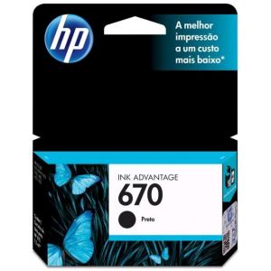 Cartucho de Tinta HP 670 Preto Original CZ113AB - HP