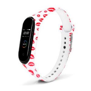 Pulseira para Xioami MI Band 3/4 Plástico Kisses Branca C/ Beijos - Kirin 